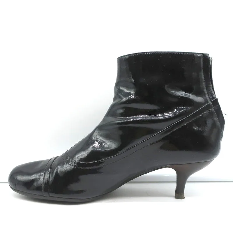 Bottes cheville Lanvin en cuir verni noir taille 41 à petit talon