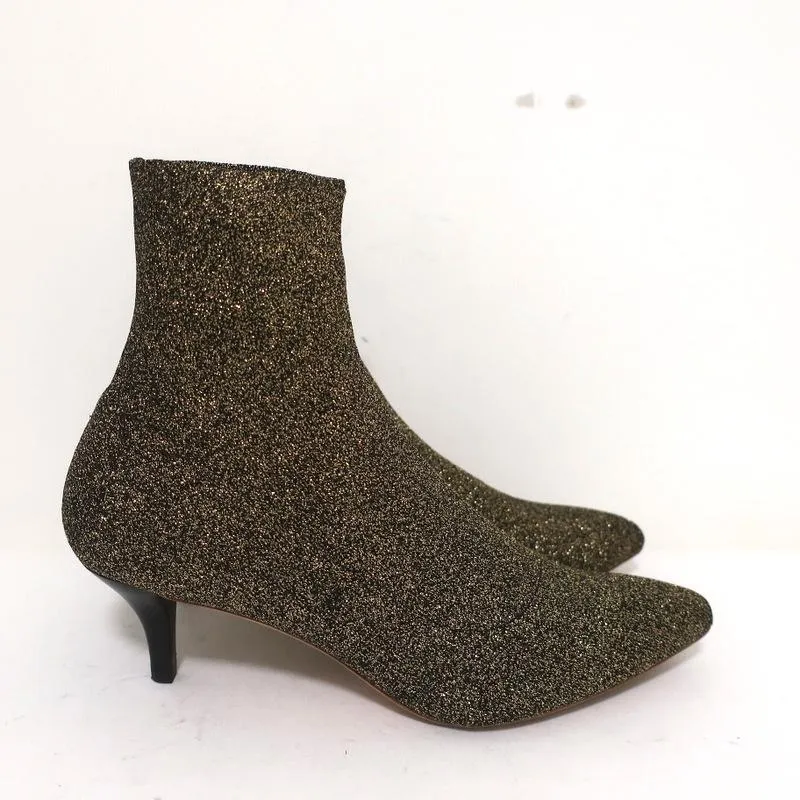 Bottes chevilles Loeffler Randall Kassidy en maille extensible or taille 8 avec petit talon