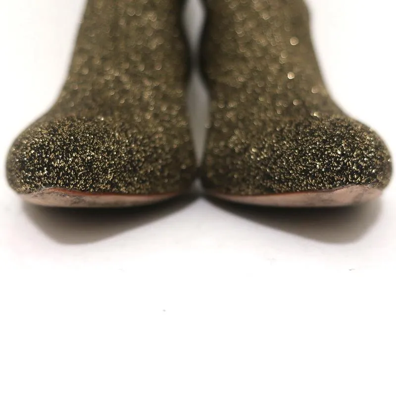 Bottes chevilles Loeffler Randall Kassidy en maille extensible or taille 8 avec petit talon