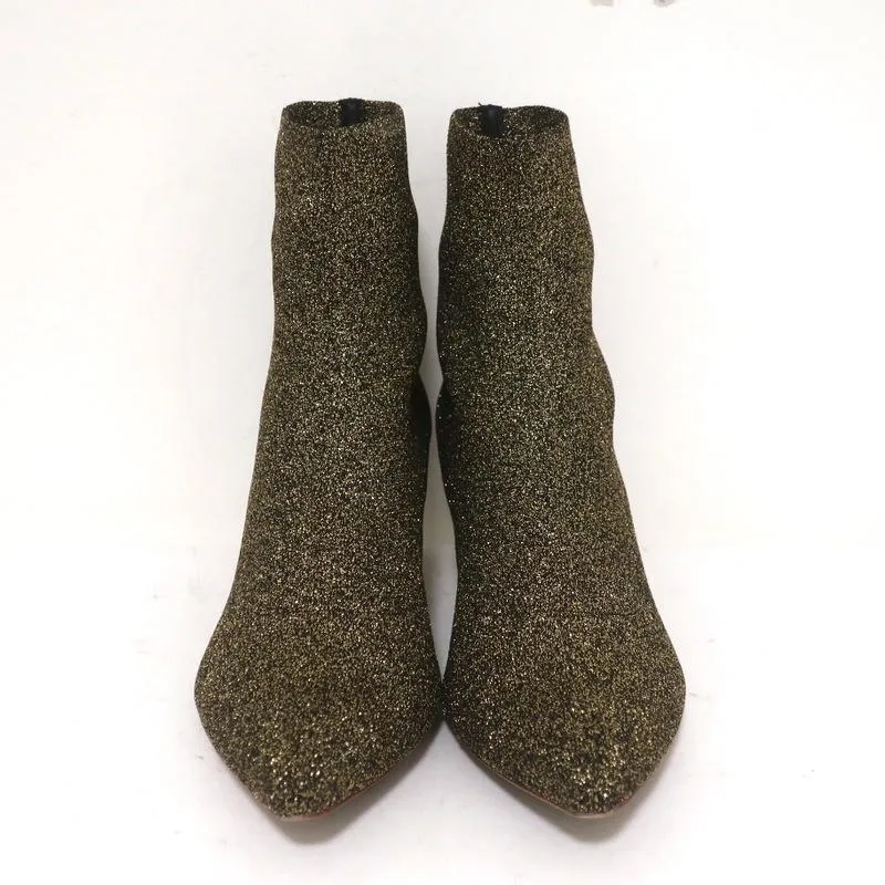 Bottes chevilles Loeffler Randall Kassidy en maille extensible or taille 8 avec petit talon