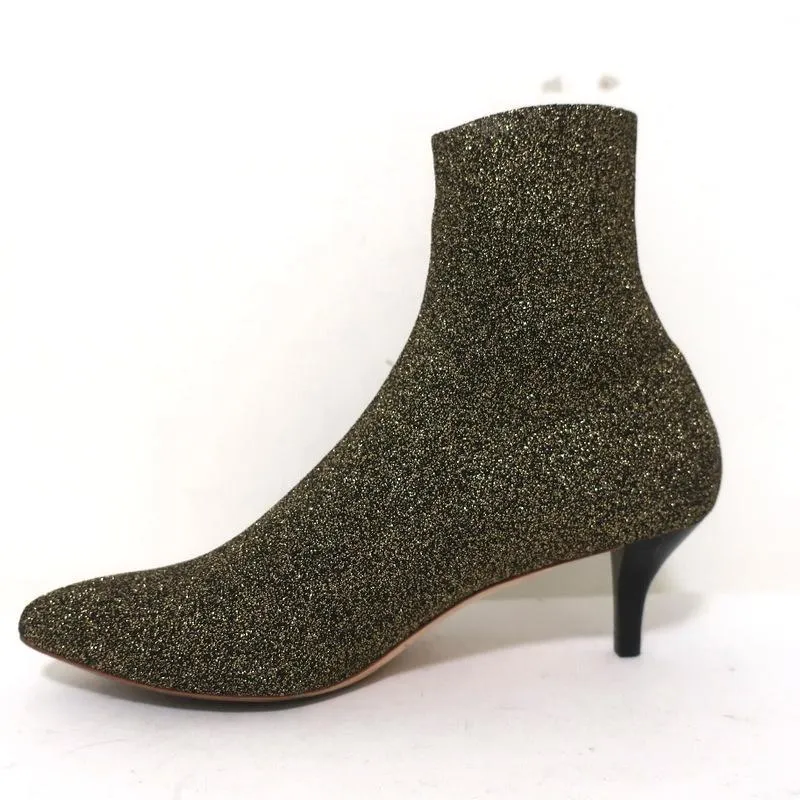 Bottes chevilles Loeffler Randall Kassidy en maille extensible or taille 8 avec petit talon