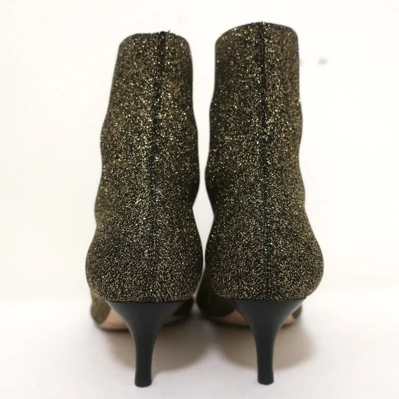 Bottes chevilles Loeffler Randall Kassidy en maille extensible or taille 8 avec petit talon