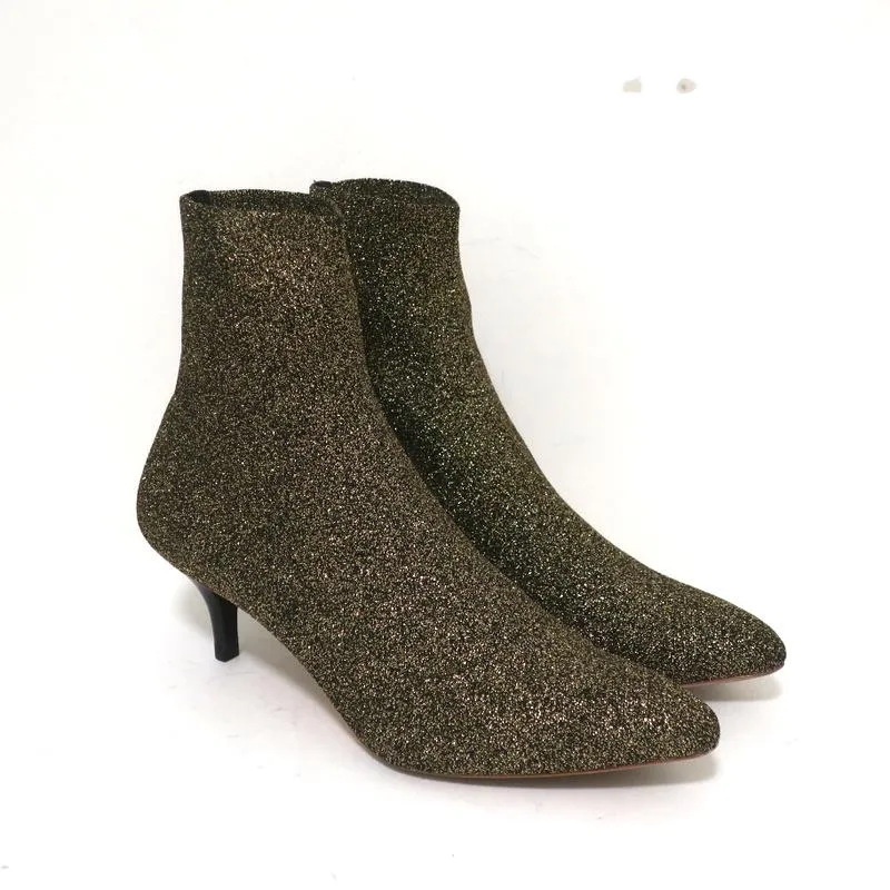 Bottes chevilles Loeffler Randall Kassidy en maille extensible or taille 8 avec petit talon