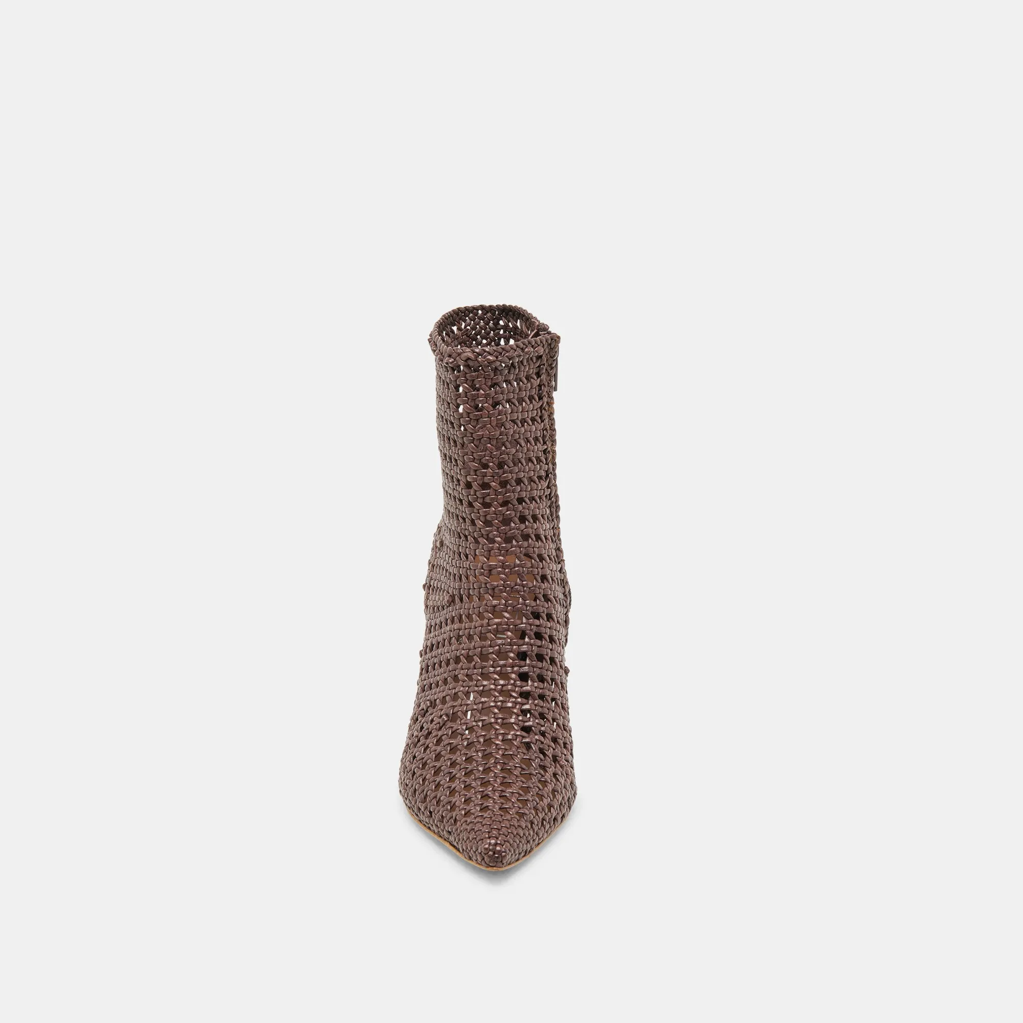 BOTTINES LONNI DK BROWN EN CUIR TISSÉ