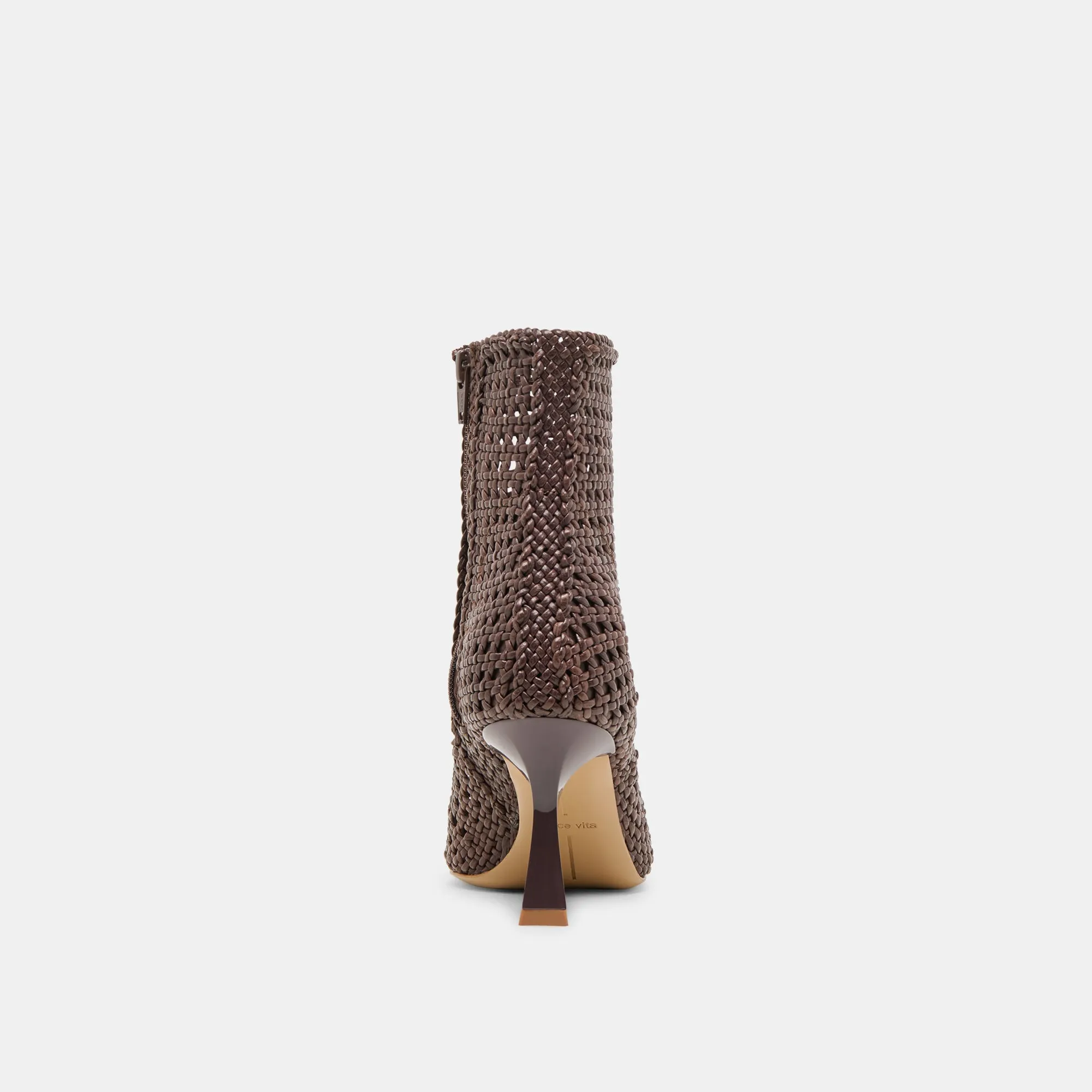BOTTINES LONNI DK BROWN EN CUIR TISSÉ