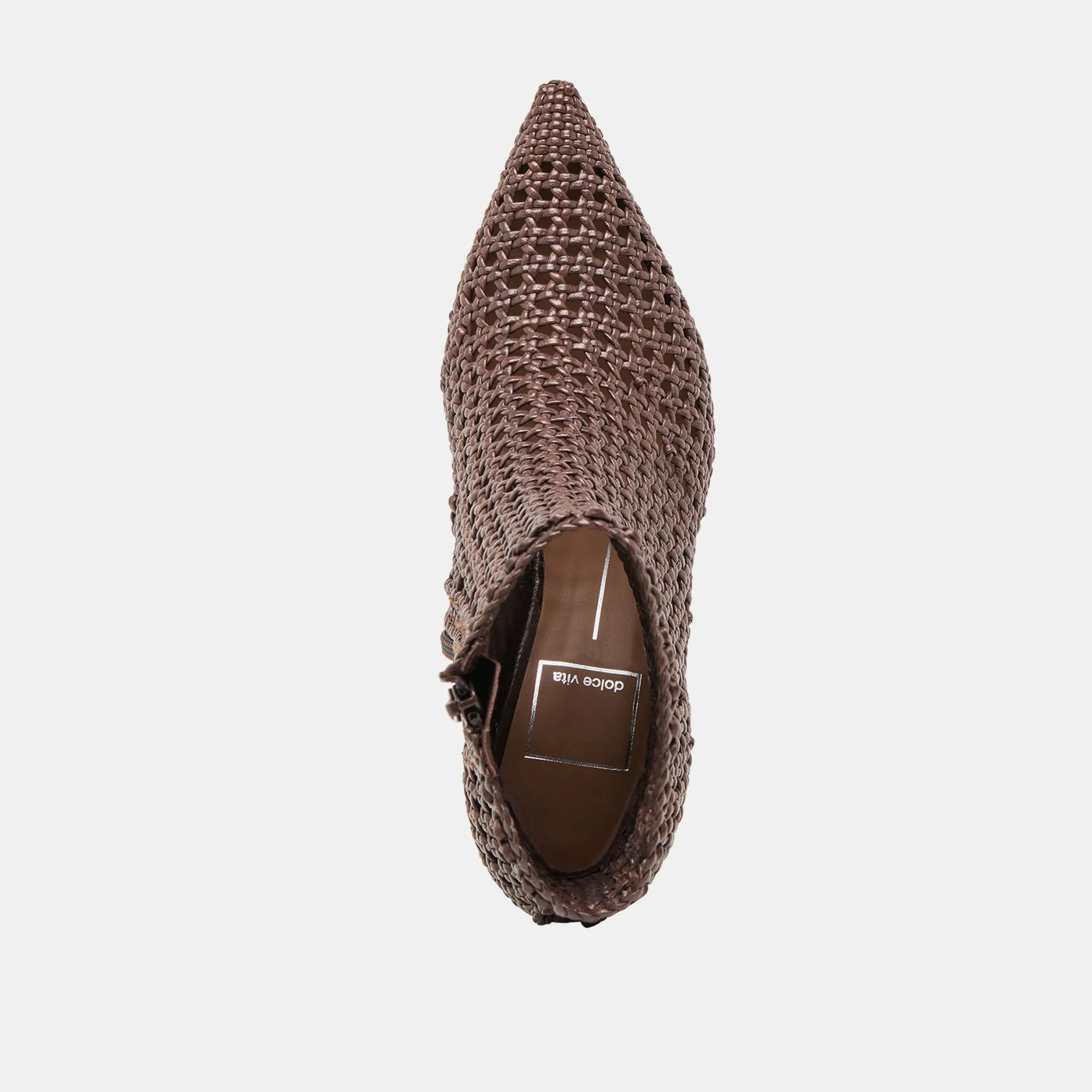 BOTTINES LONNI DK BROWN EN CUIR TISSÉ