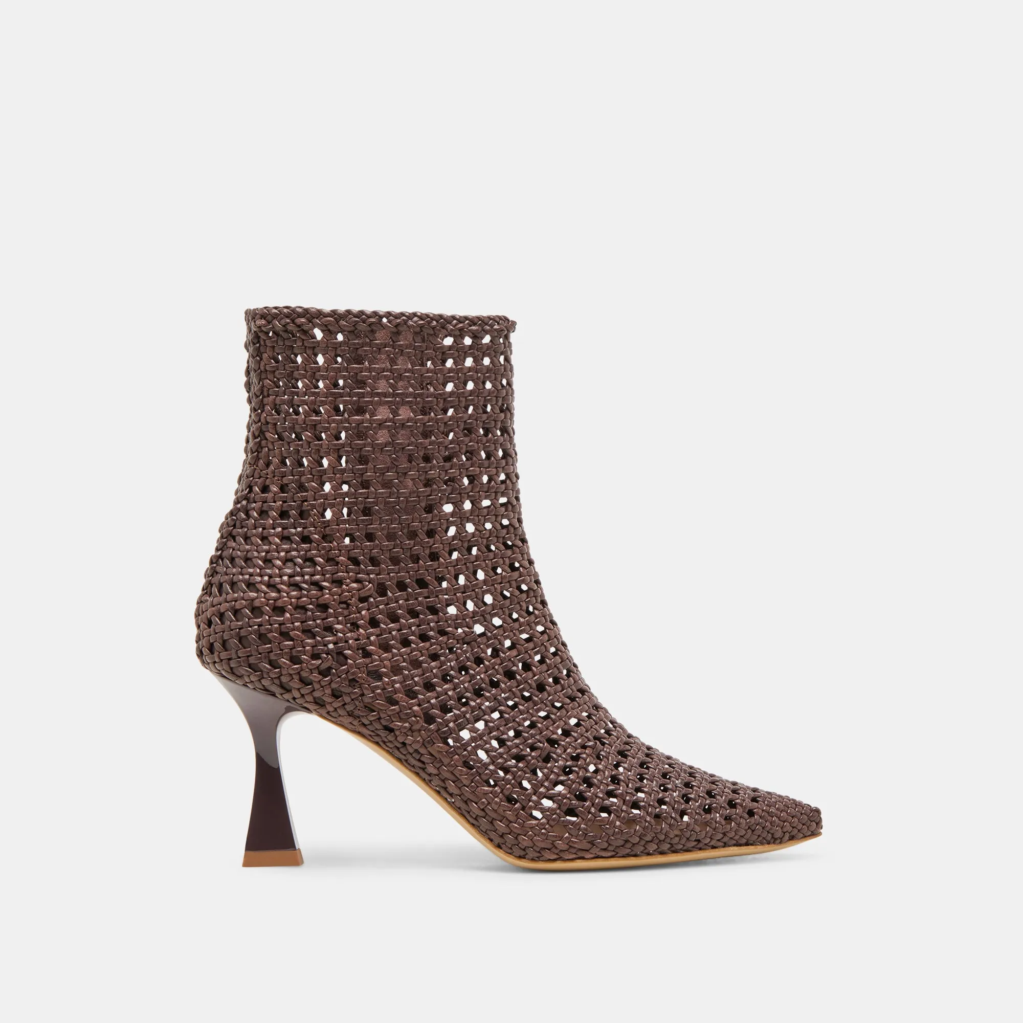 BOTTINES LONNI DK BROWN EN CUIR TISSÉ