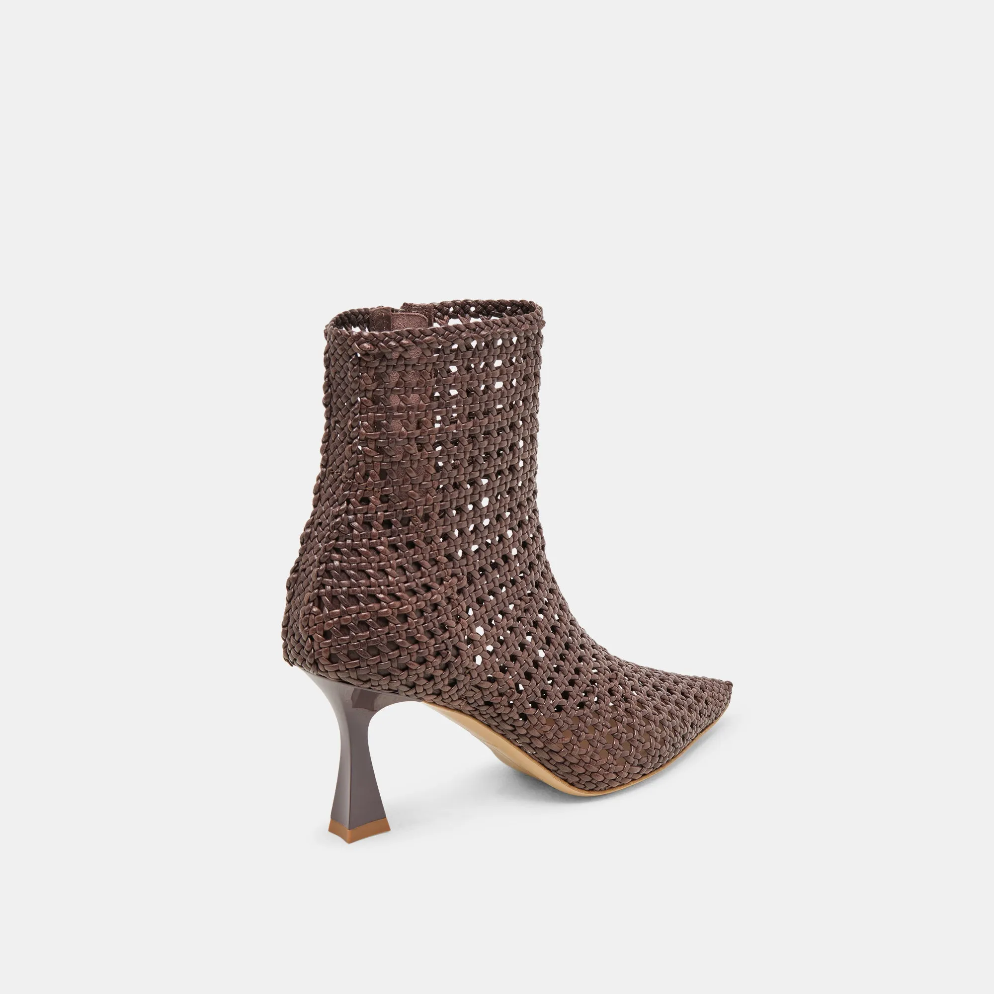 BOTTINES LONNI DK BROWN EN CUIR TISSÉ