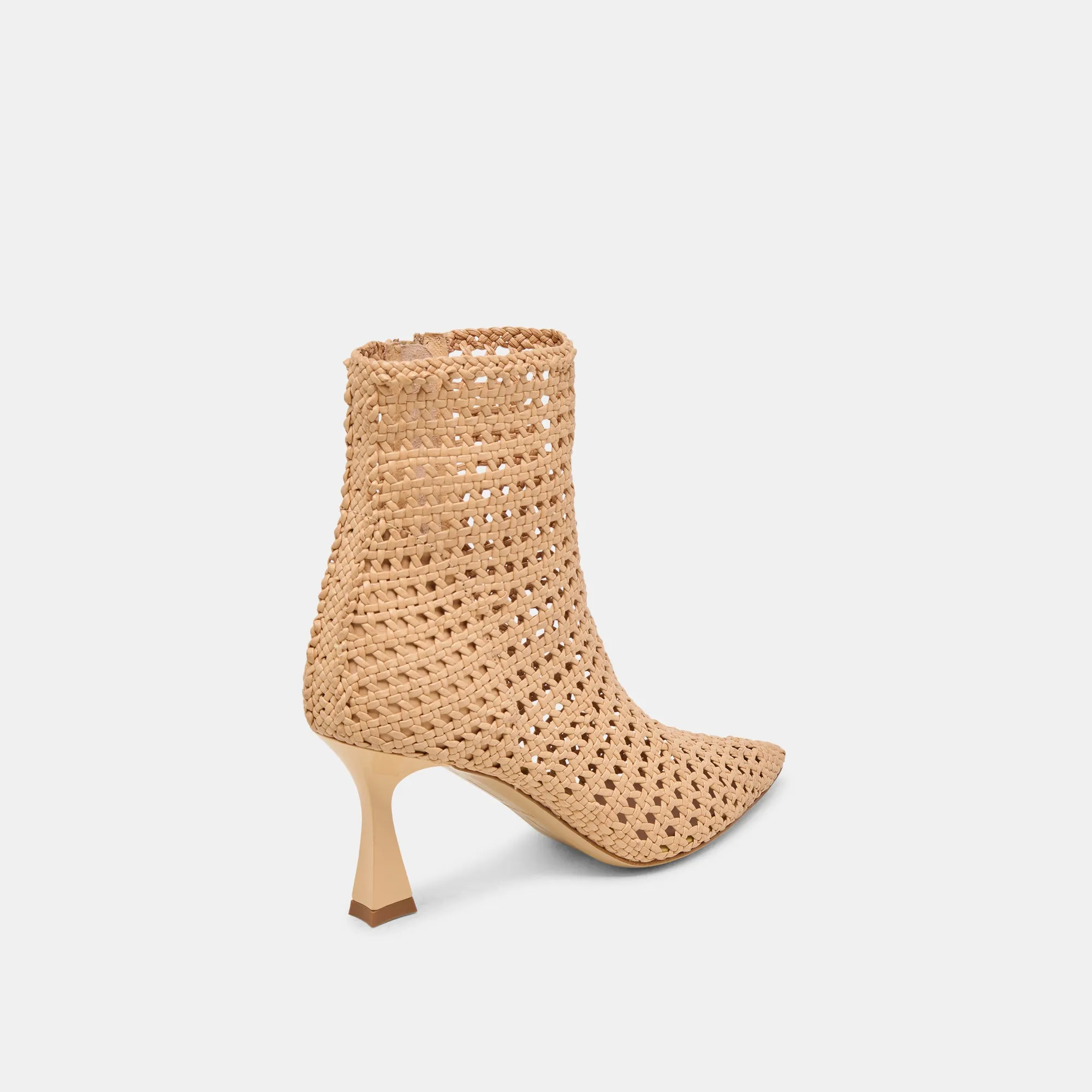 BOTTINES LONNI TISSÉES EN CUIR BEIGE CLAIR