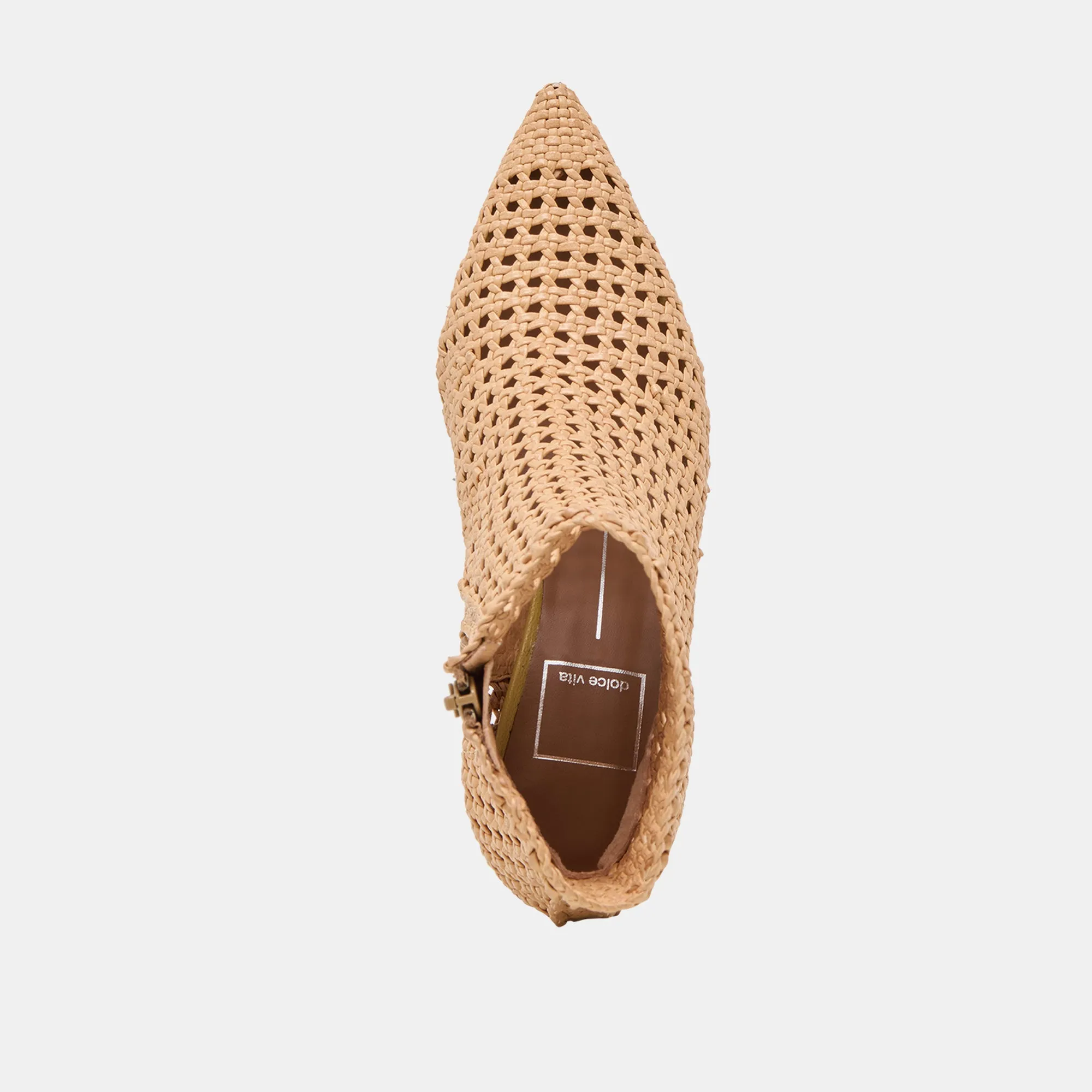 BOTTINES LONNI TISSÉES EN CUIR BEIGE CLAIR