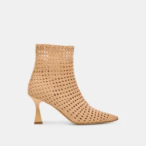BOTTINES LONNI TISSÉES EN CUIR BEIGE CLAIR