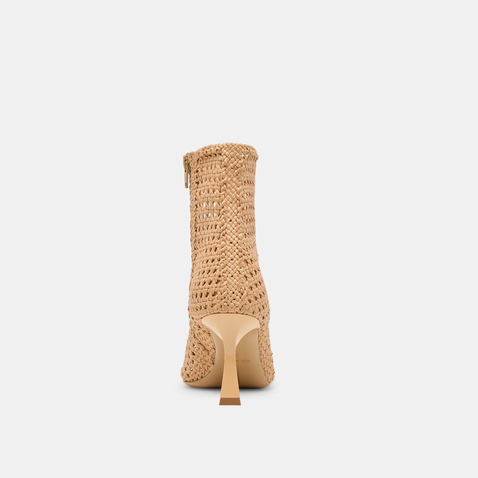 BOTTINES LONNI TISSÉES EN CUIR BEIGE CLAIR
