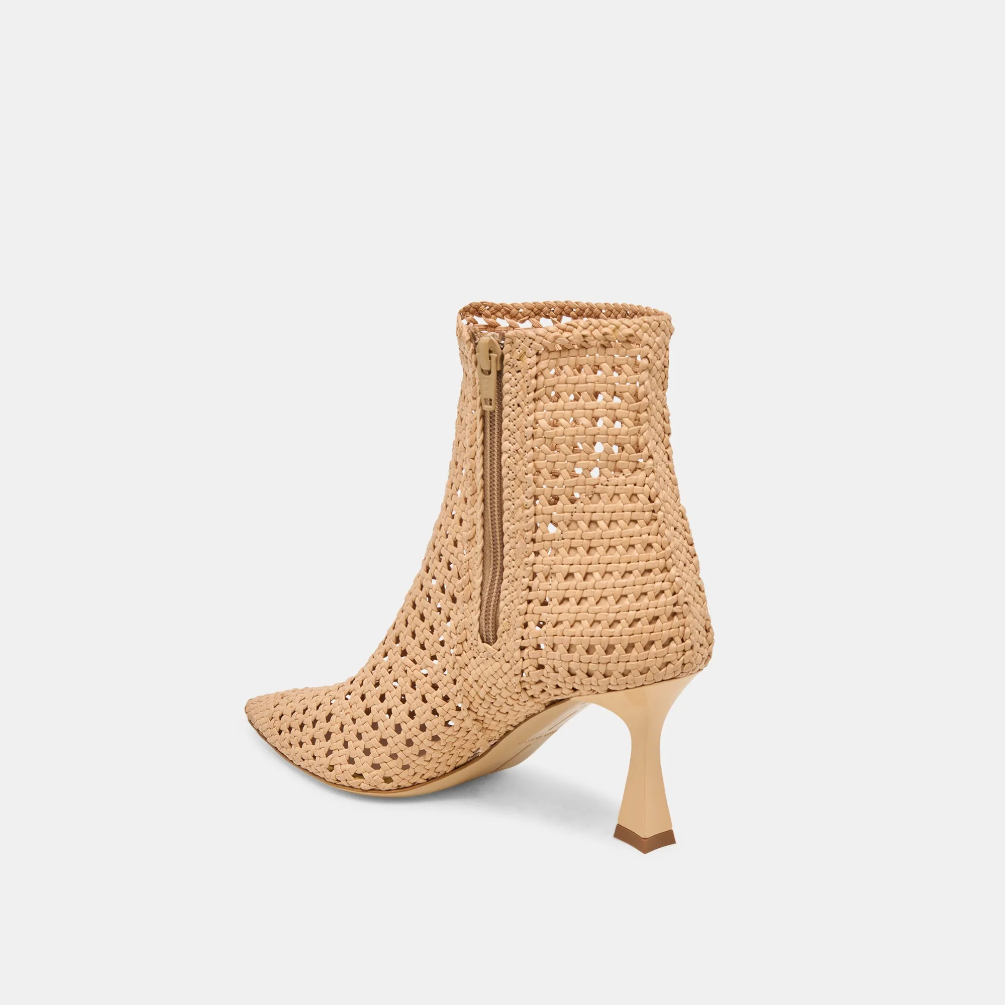 BOTTINES LONNI TISSÉES EN CUIR BEIGE CLAIR