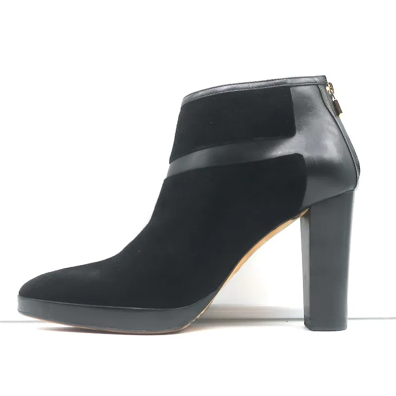 Bottines Plateforme Loro Piana en Cuir Noir & Suède Taille 37.5 Bottes à Cheville à Talon Haut