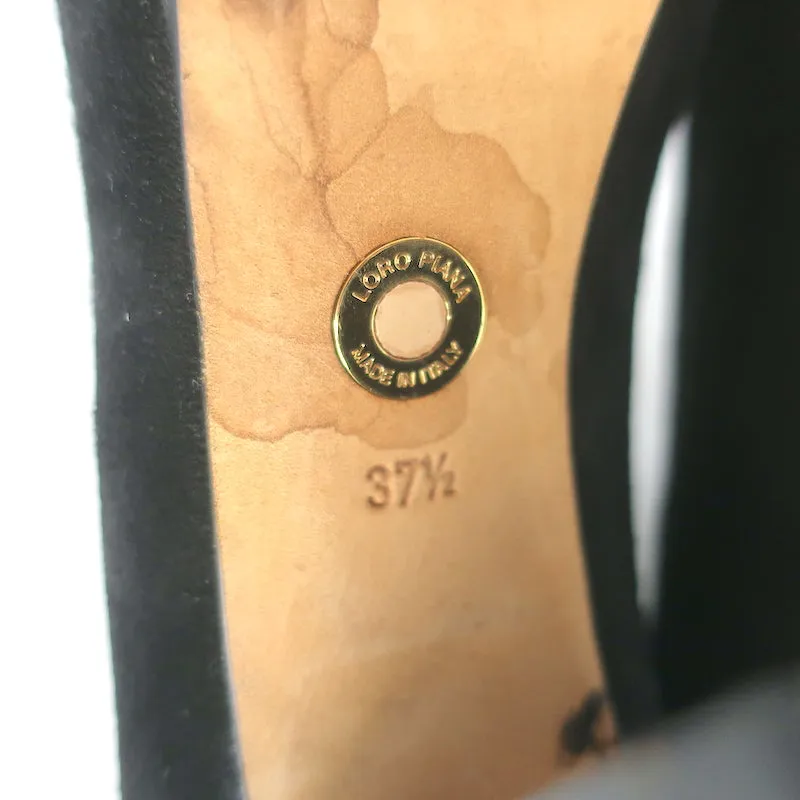 Bottines Plateforme Loro Piana en Cuir Noir & Suède Taille 37.5 Bottes à Cheville à Talon Haut