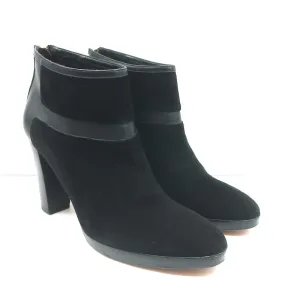 Bottines Plateforme Loro Piana en Cuir Noir & Suède Taille 37.5 Bottes à Cheville à Talon Haut
