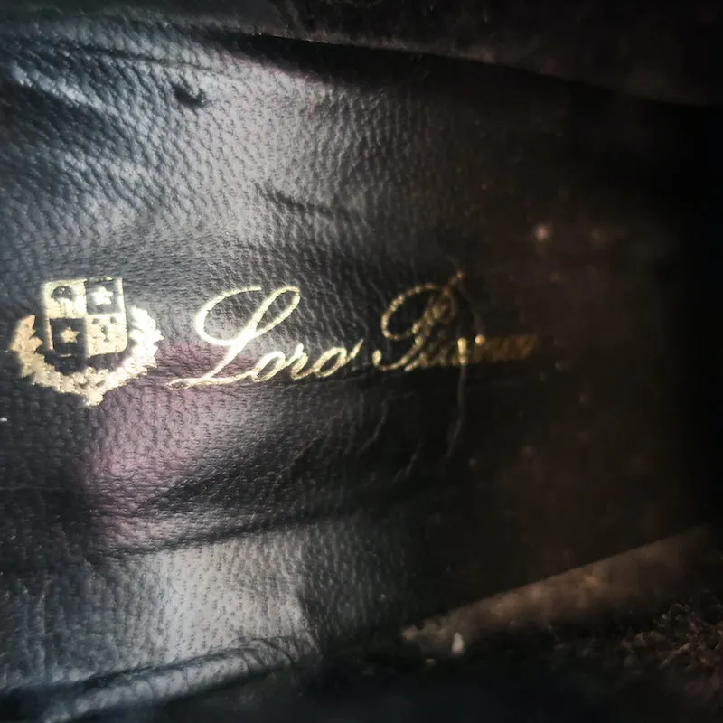 Bottines Plateforme Loro Piana en Cuir Noir & Suède Taille 37.5 Bottes à Cheville à Talon Haut