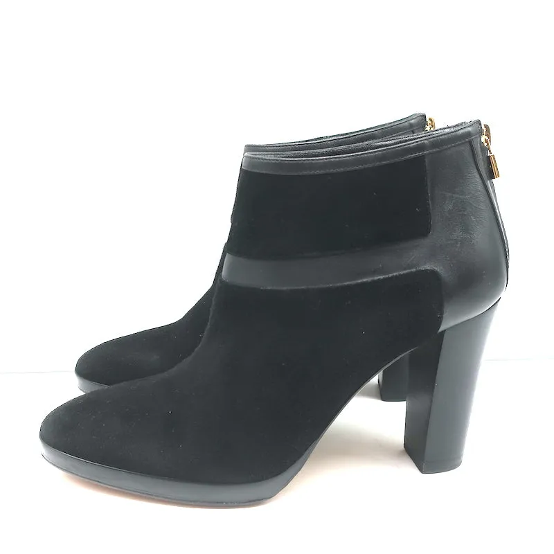Bottines Plateforme Loro Piana en Cuir Noir & Suède Taille 37.5 Bottes à Cheville à Talon Haut