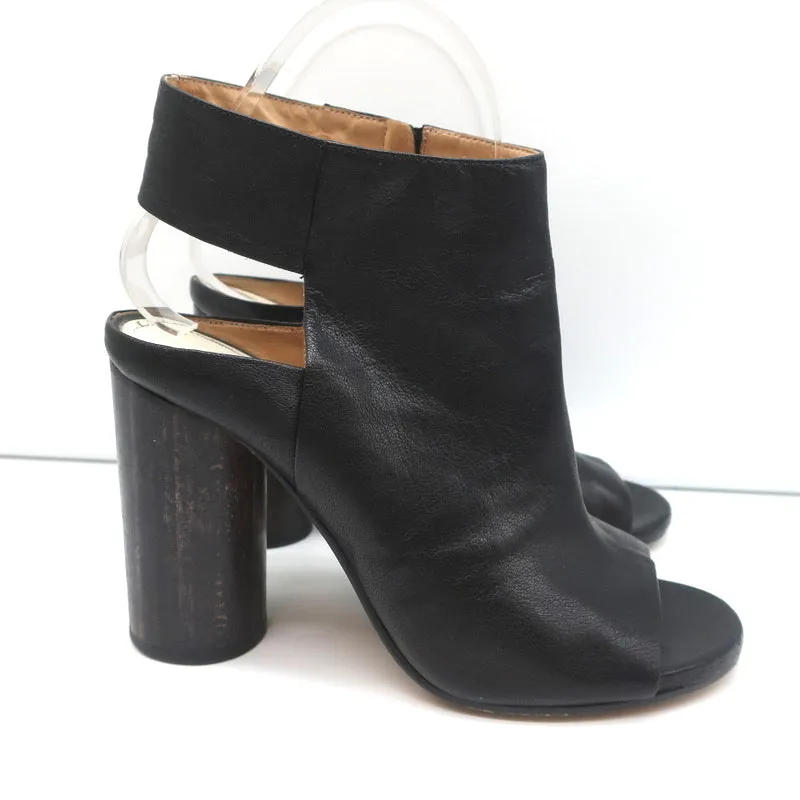 Bottines à bouts ouverts Maison Margiela en cuir noir taille 37.5 talon rond à lanière