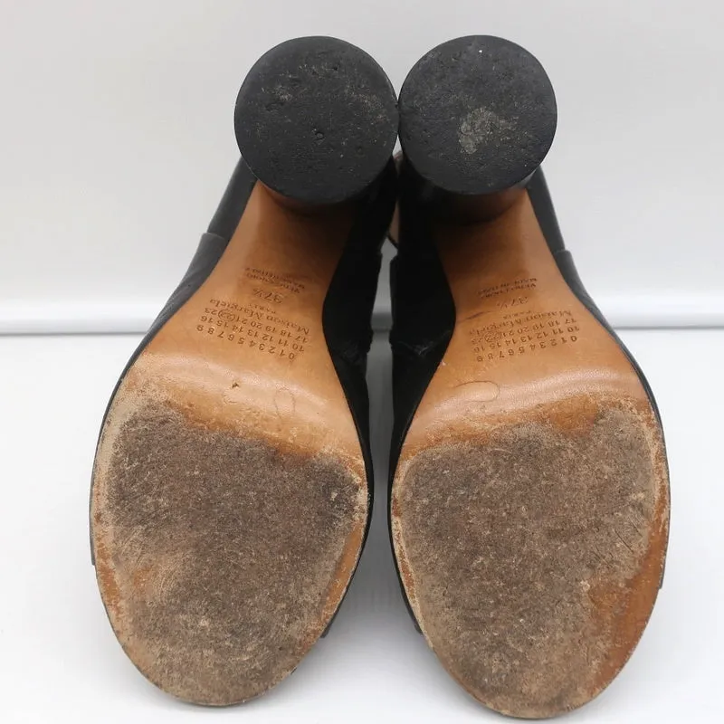 Bottines à bouts ouverts Maison Margiela en cuir noir taille 37.5 talon rond à lanière