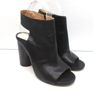 Bottines à bouts ouverts Maison Margiela en cuir noir taille 37.5 talon rond à lanière