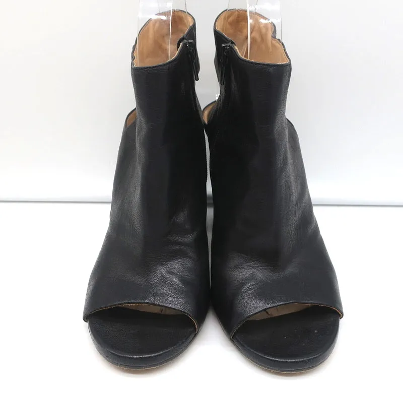 Bottines à bouts ouverts Maison Margiela en cuir noir taille 37.5 talon rond à lanière