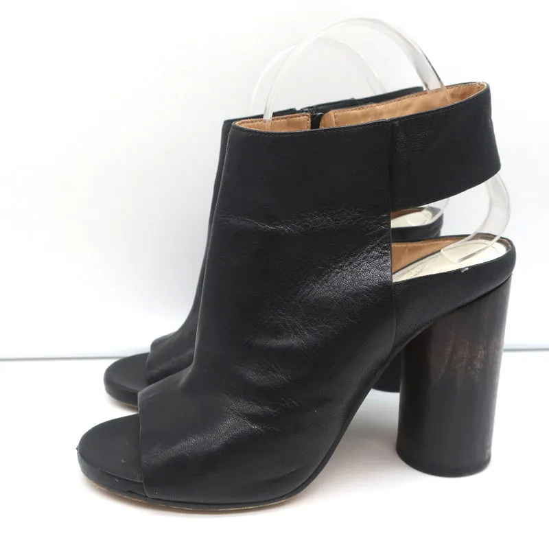 Bottines à bouts ouverts Maison Margiela en cuir noir taille 37.5 talon rond à lanière
