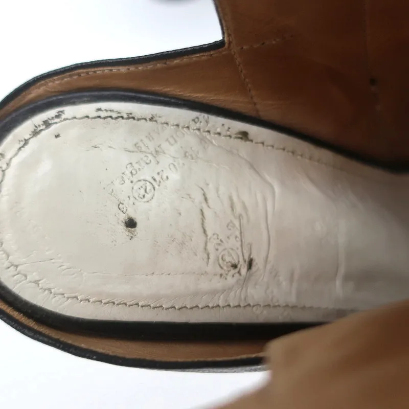 Bottines à bouts ouverts Maison Margiela en cuir noir taille 37.5 talon rond à lanière