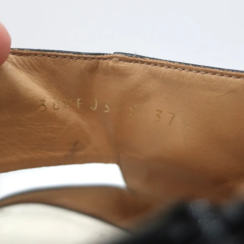 Bottines à bouts ouverts Maison Margiela en cuir noir taille 37.5 talon rond à lanière