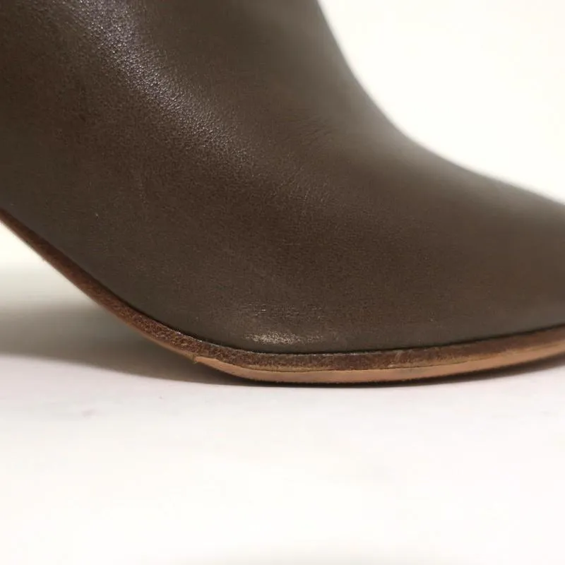 Bottines Maison Margiela à bout ouvert en cuir marron taille 39 avec talon courbé