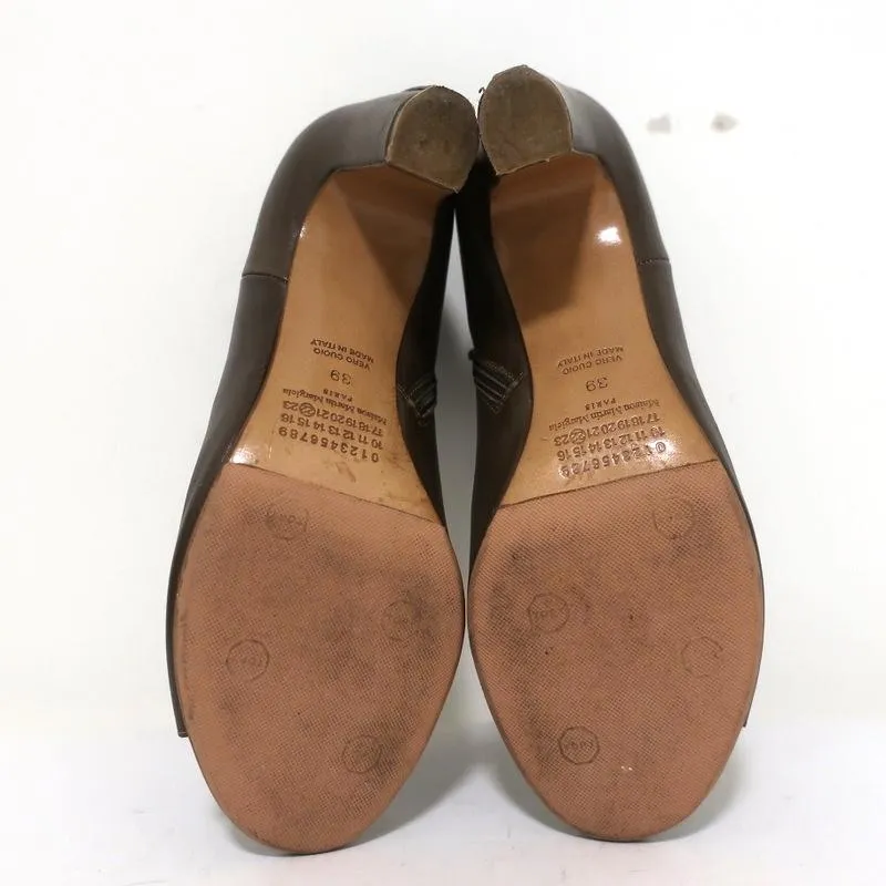 Bottines Maison Margiela à bout ouvert en cuir marron taille 39 avec talon courbé