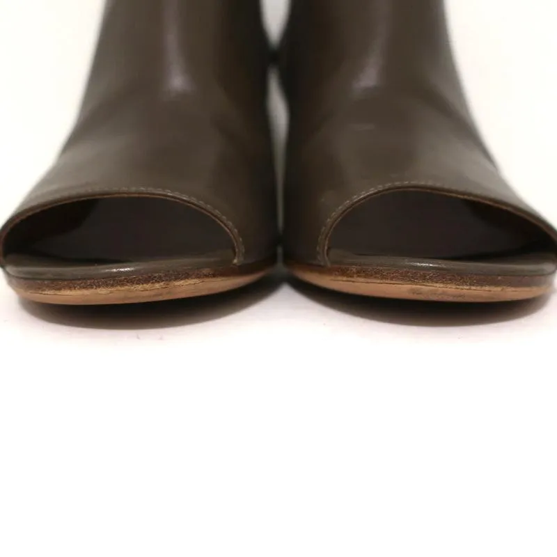 Bottines Maison Margiela à bout ouvert en cuir marron taille 39 avec talon courbé