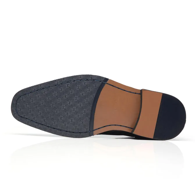 Chaussures habillées en cuir marine Oxford à bout ailé pour homme - Noir
