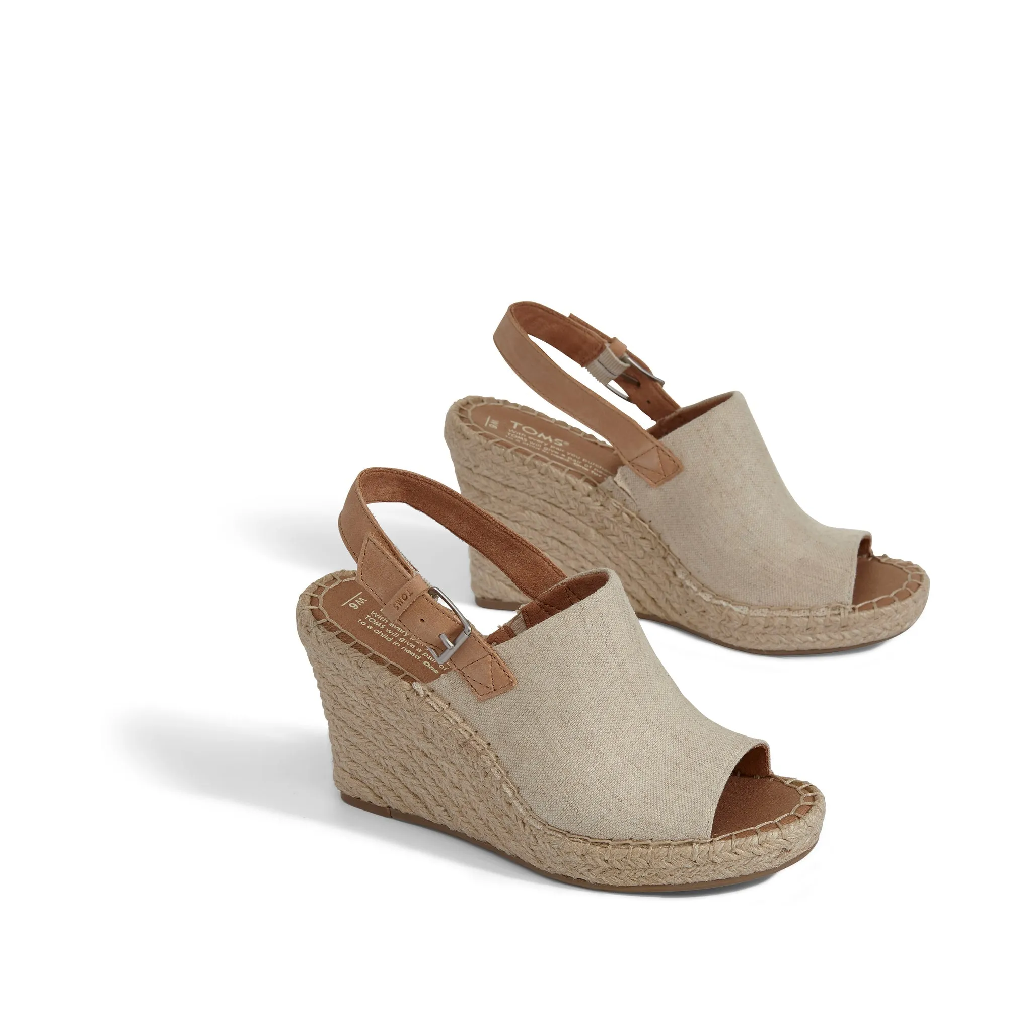 Sandale Monica à talon compensé en cuir Oxford naturel