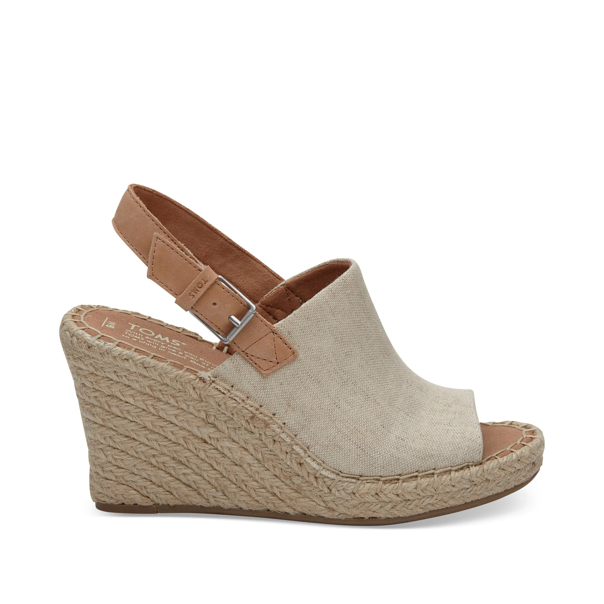 Sandale Monica à talon compensé en cuir Oxford naturel