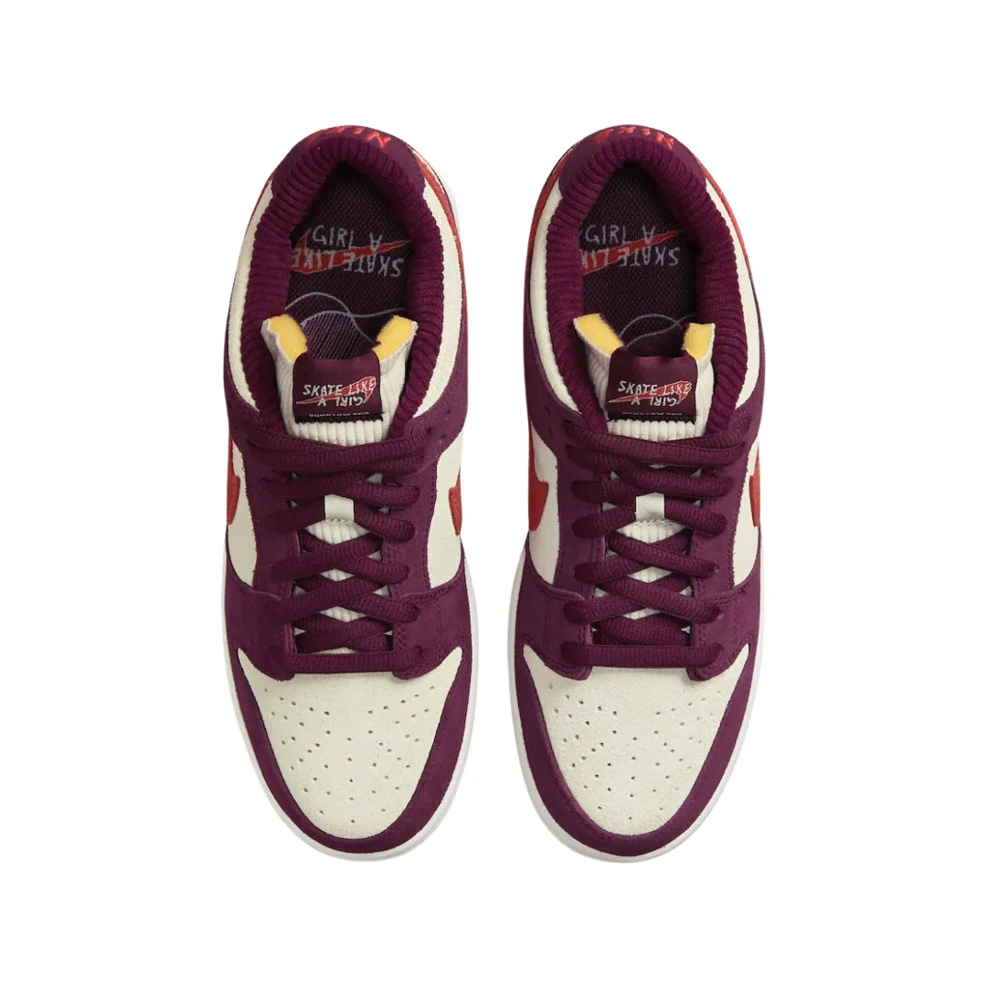 Nike SB Dunk Low QS Skate Comme une Fille Betterave Rouge Foncé Rouge Carmin Clair Nike Dunk