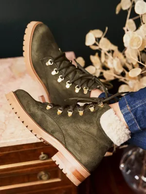 Bottes Pollux en Suédine Végétale & Fourrure Végétale | Kaki