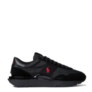 Polo Ralph Lauren Train 89 Suède et Oxford Trainer Triple Noir / Rouge Pp