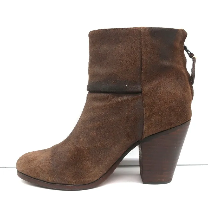 Bottes cheville classiques Newbury Rag & Bone en daim marron taille 9 à talon haut