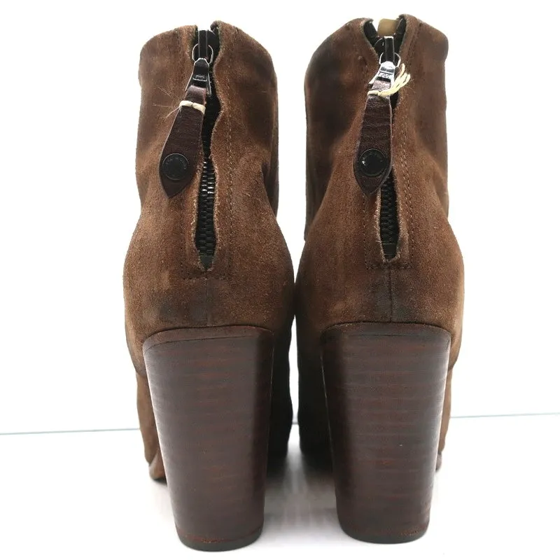 Bottes cheville classiques Newbury Rag & Bone en daim marron taille 9 à talon haut