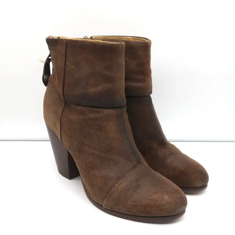 Bottes cheville classiques Newbury Rag & Bone en daim marron taille 9 à talon haut