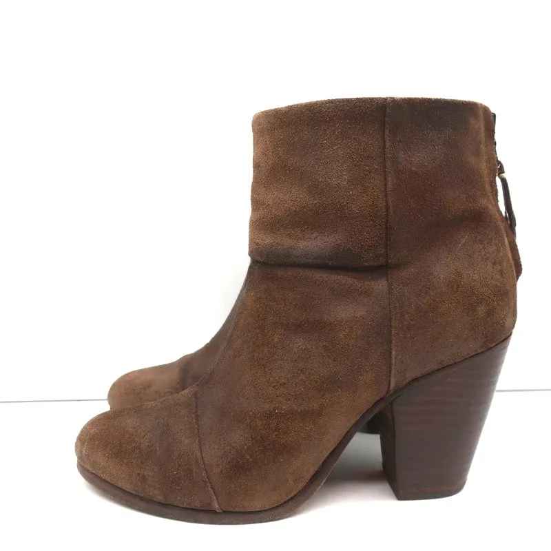 Bottes cheville classiques Newbury Rag & Bone en daim marron taille 9 à talon haut