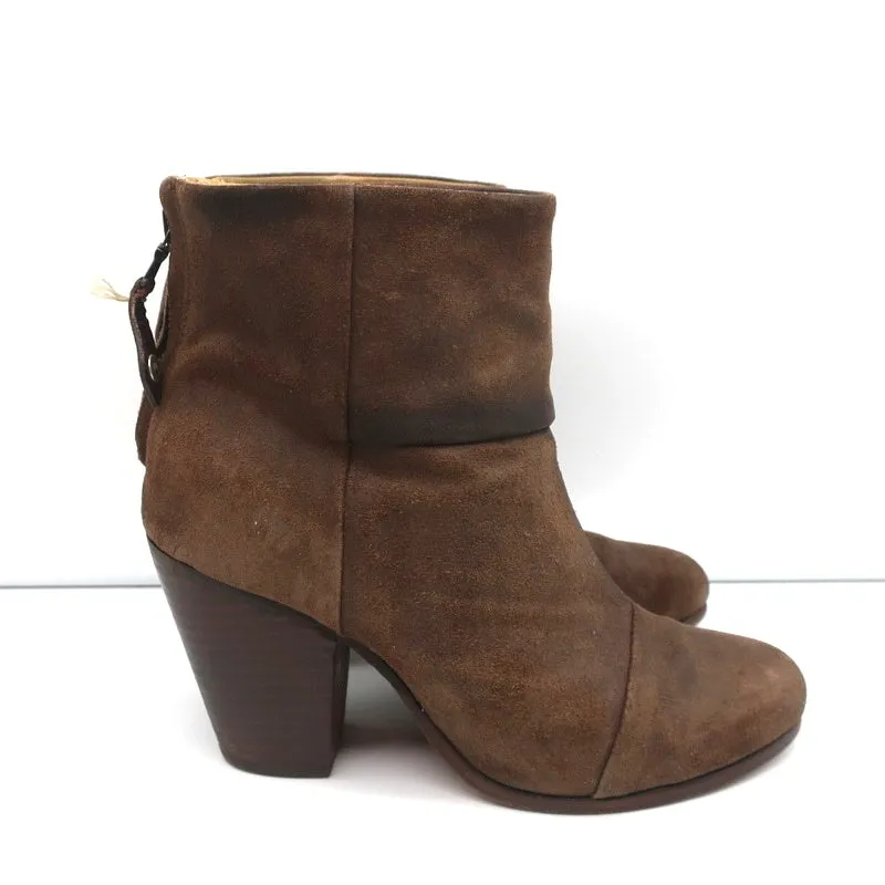 Bottes cheville classiques Newbury Rag & Bone en daim marron taille 9 à talon haut