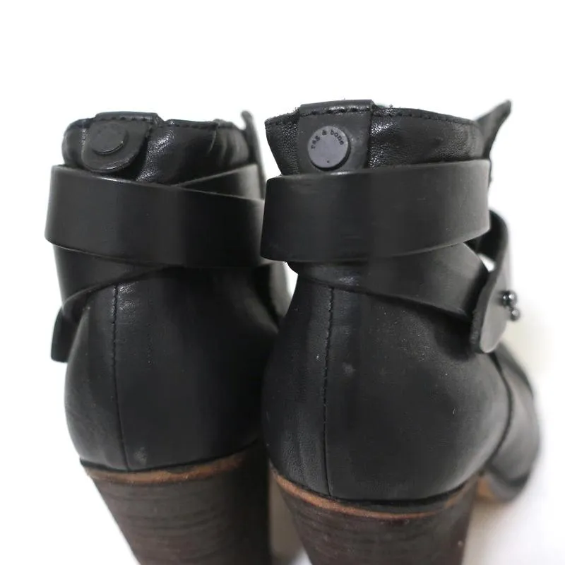 Bottes cheville Rag & Bone Harrow en cuir noir Taille 37.5 Bottines à bride cheville