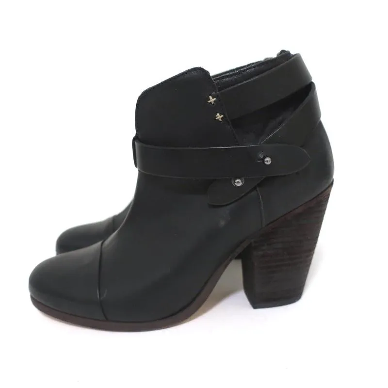 Bottes cheville Rag & Bone Harrow en cuir noir Taille 37.5 Bottines à bride cheville
