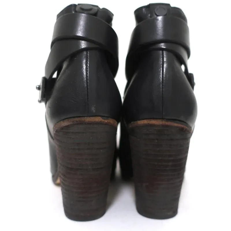 Bottes cheville Rag & Bone Harrow en cuir noir Taille 37.5 Bottines à bride cheville