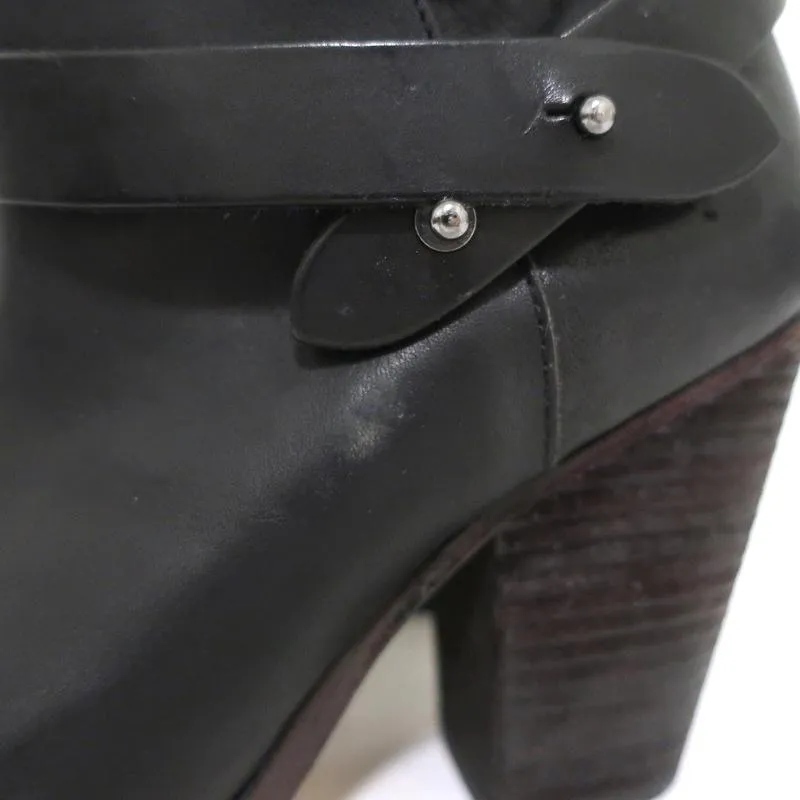 Bottes cheville Rag & Bone Harrow en cuir noir Taille 37.5 Bottines à bride cheville