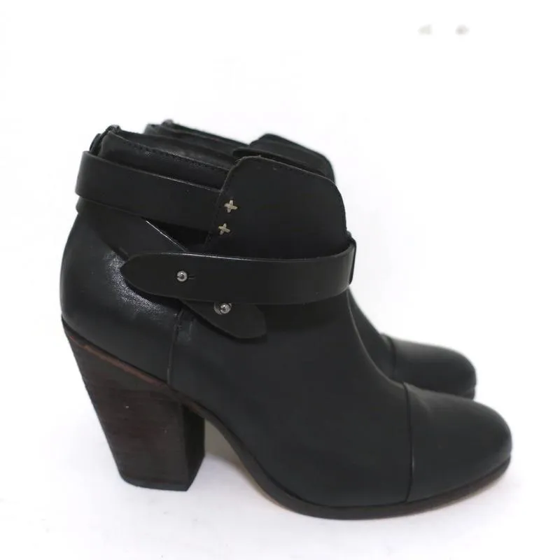 Bottes cheville Rag & Bone Harrow en cuir noir Taille 37.5 Bottines à bride cheville