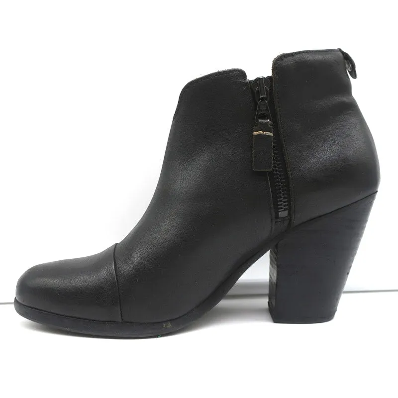 Bottes cheville Rag & Bone Margot à zip latéral en cuir noir taille 37.5 avec talon haut