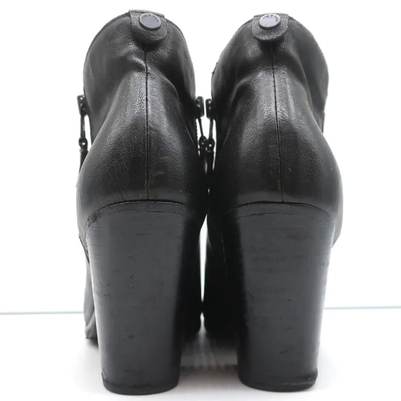 Bottes cheville Rag & Bone Margot à zip latéral en cuir noir taille 37.5 avec talon haut